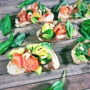 Vegan Tomato and Avocado Bruschetta