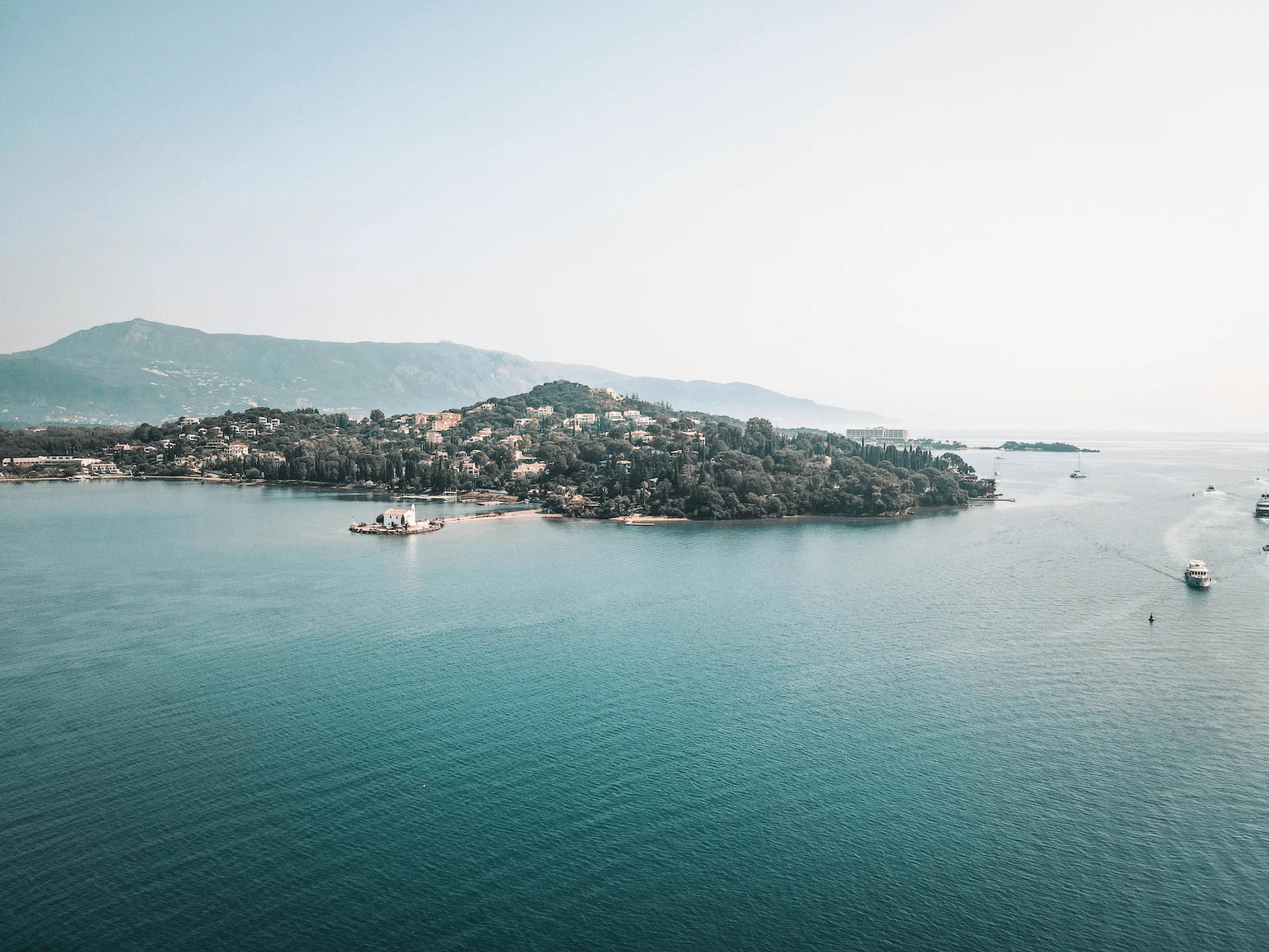 Drone shot corfu greece