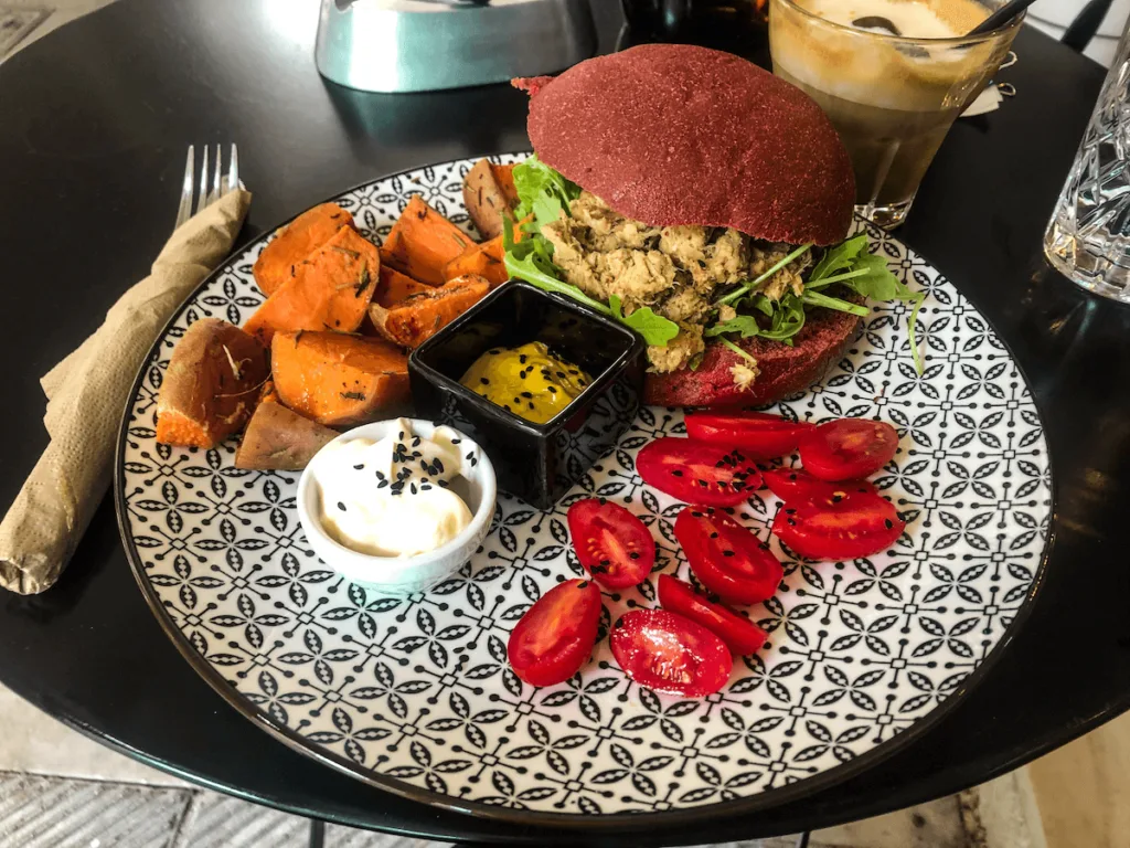 vegan burger from Mother Vegan Cafe