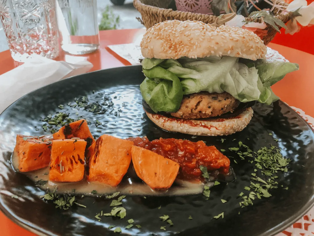 vegan burger from Nudie Foodie