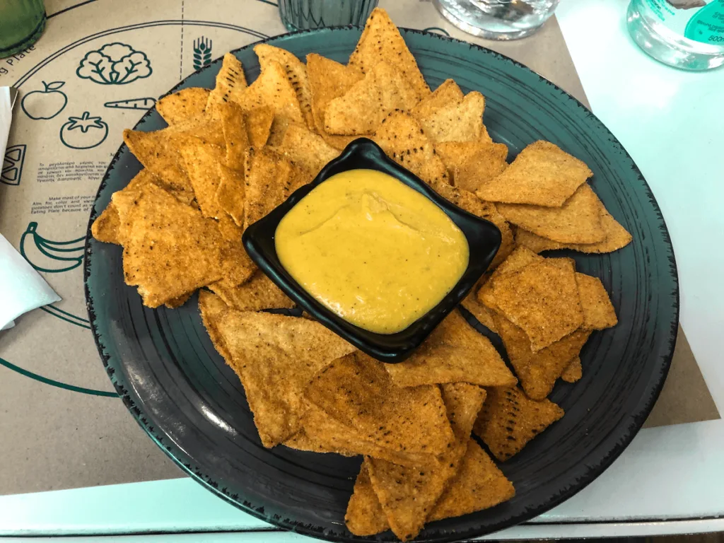 vegan chips and cheese from Mama Tierra