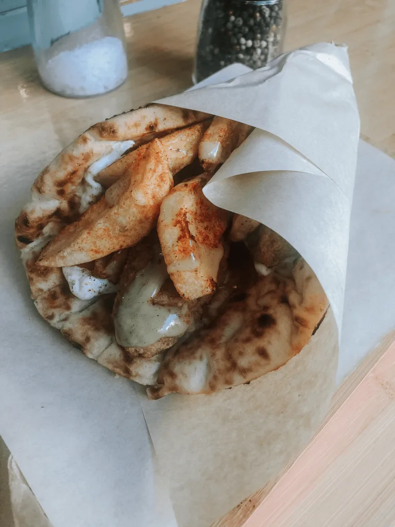 vegan tofu nugget souvlaki