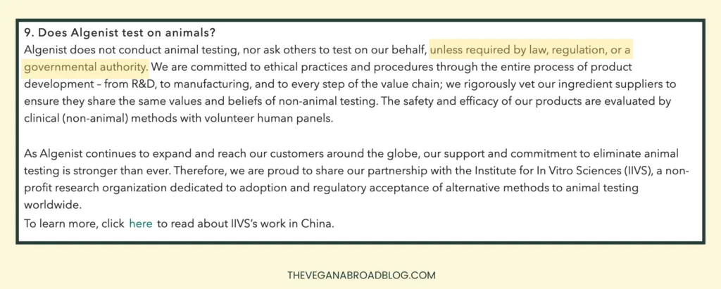 Algenist Animal Testing Policy