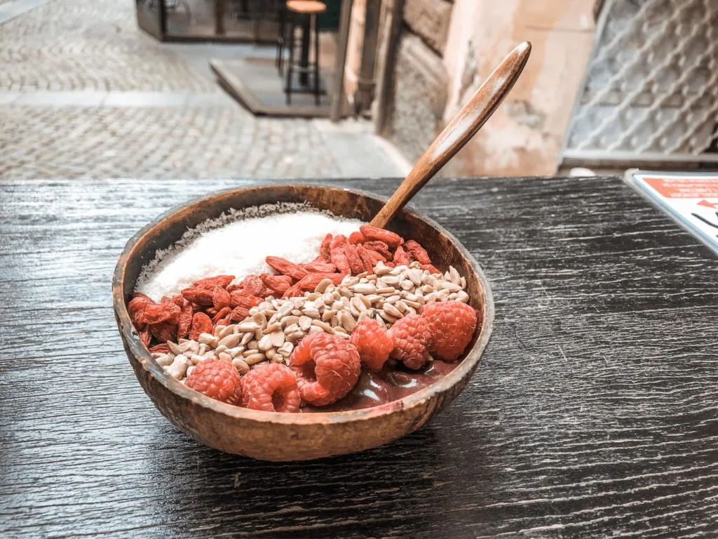 vegan acai bowl at Roots