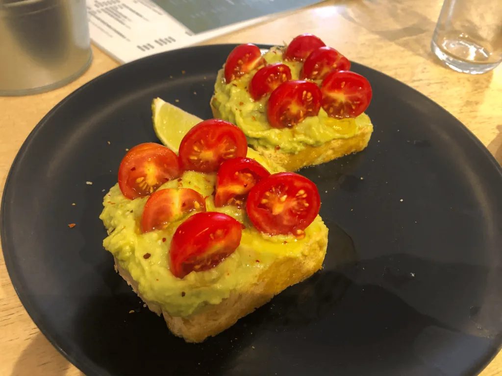 vegan avocado toast at Melt