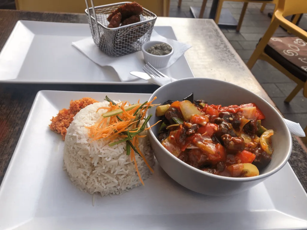 vegan deviled dish at Sri Lankan Curry Bowl