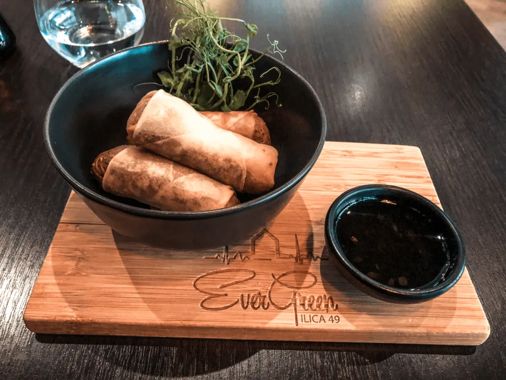 vegan vegetable spring rolls at Evergreen Sushi Bar