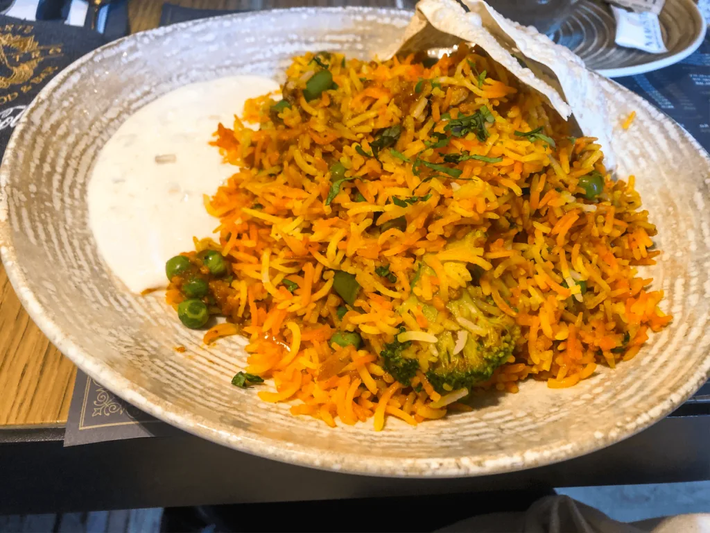 vegetable biryani at Namaste Bistro