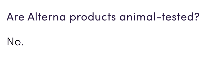 Alterna Claims To Be Cruelty-Free