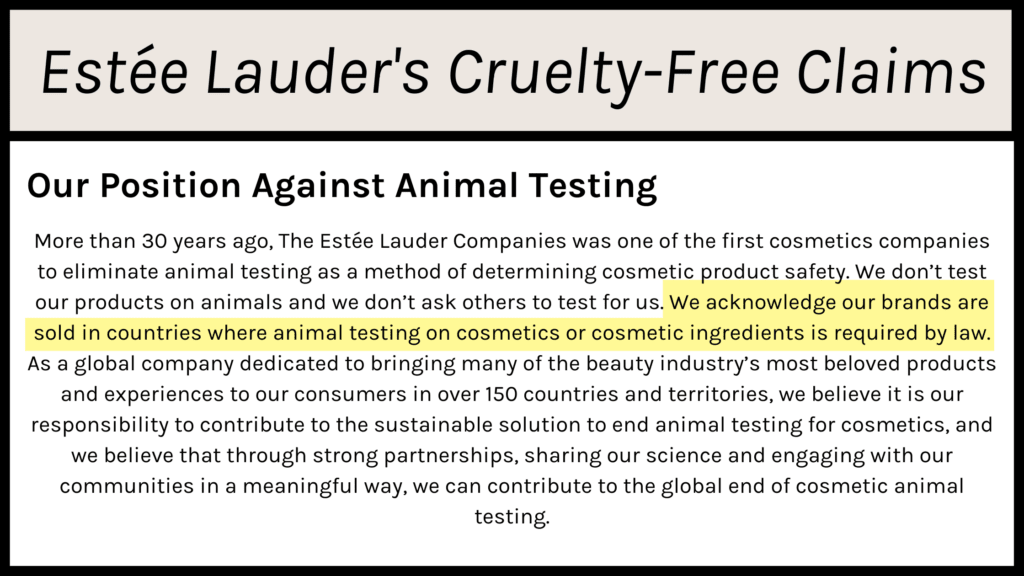 Estee Lauder's Cruelty-Free Claims