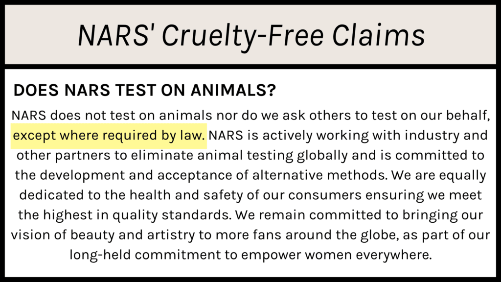 NARS' Cruelty-Free Claims