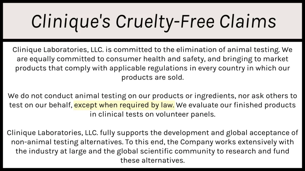 Clinique's Cruelty-Free Claims