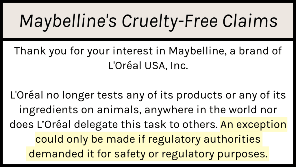 Maybelline's Cruelty-Free Claims