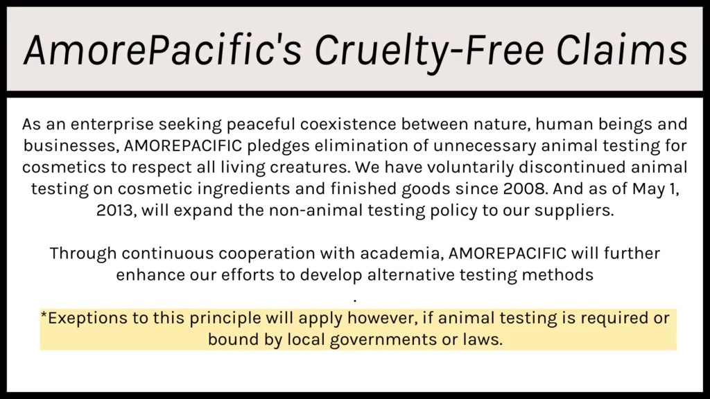 AmorePacific's Cruelty-Free Claims