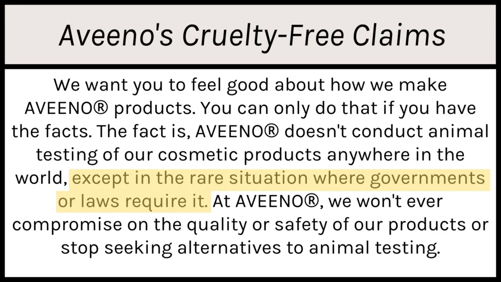 Aveeno's Cruelty-Free Claims