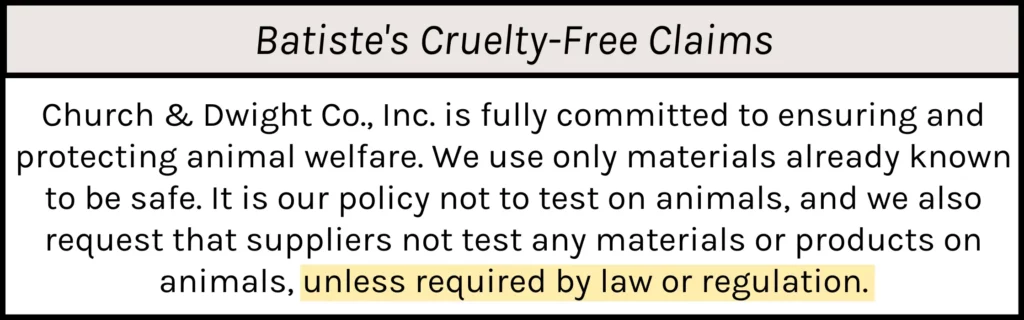 Batiste's Cruelty-Free Claims