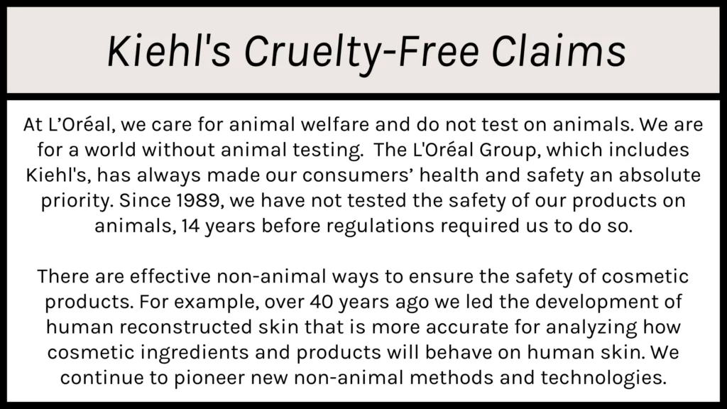 Kiehl's Cruelty-Free Claims