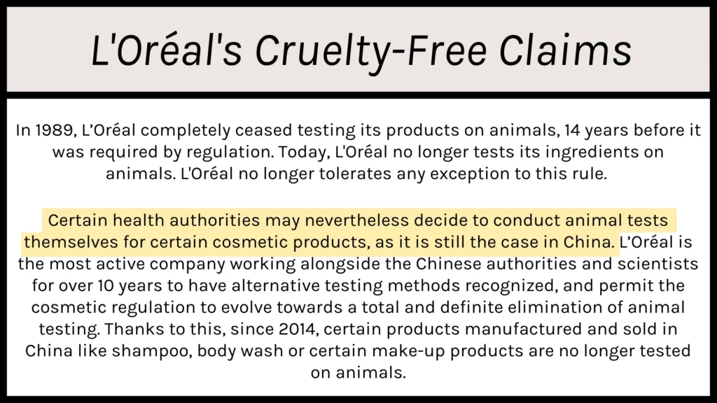 L'Oréal's Cruelty-Free Claims