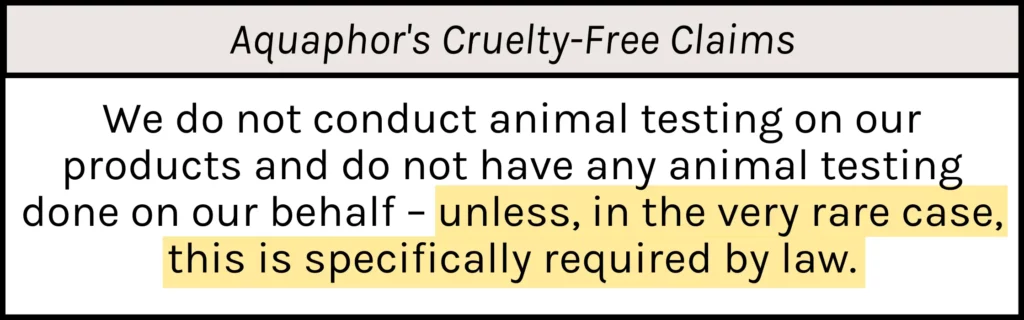 Aquaphor's Cruelty-Free Claims