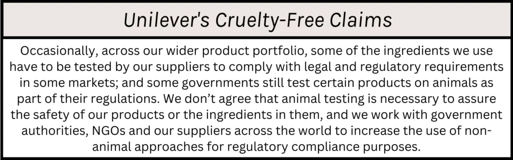 Unilever's Cruelty-Free Claims