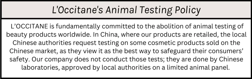 L'Occitane's Animal Testing Policy